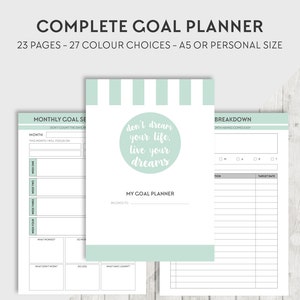 Goal Planner, A5 Personal Rings Planner, PRINTABLE Inserts, Habit tracker, Goal Setting, Resolution, Bucket list, SMART Goals, Home Binder