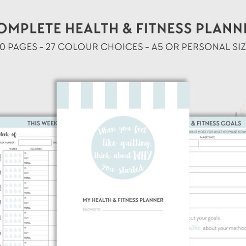 Health Fitness Planner A5 Rings PRINTABLE Planner Inserts Etsy UK