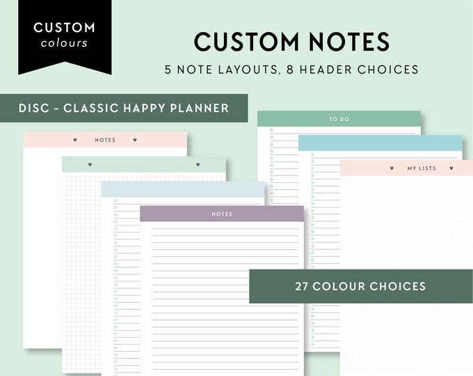 Classic Happy Planner Printable Notes and to Do Pages, Inserts ...