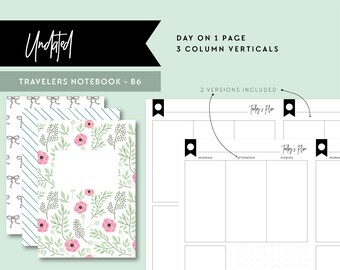 TN B6 | UNDATED Vertical Day on 1 Page, Printable Travelers Notebook Insert, B6 Travelers Notebook, Printable Planner, Weekly, DO1P, Notes