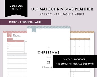 Personal WIDE Ultimate CHRISTMAS Planner, Printable Holiday Planner Insert, Budget, Party Planner, Christmas Dinner, To Do List, Xmas Menu