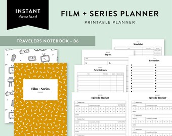 B6 TN Film and Series Planner, Printable Travelers Notebook Insert, Movie Planner, Episode Tracker, Netflix Journal, Film Log, TV Series