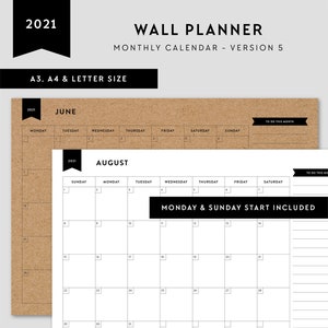 2021 Monatliche Planer Wandplaner Grosse Kalender Grosse Etsy große kalender 2021