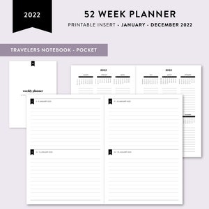 Stoel Matron melk wit TN Standard 2022 52 Week Planner Printable Monthly Diary | Etsy