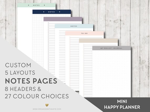 MINI HAPPY PLANNER Printable Notes and To Do Pages Mini Happy