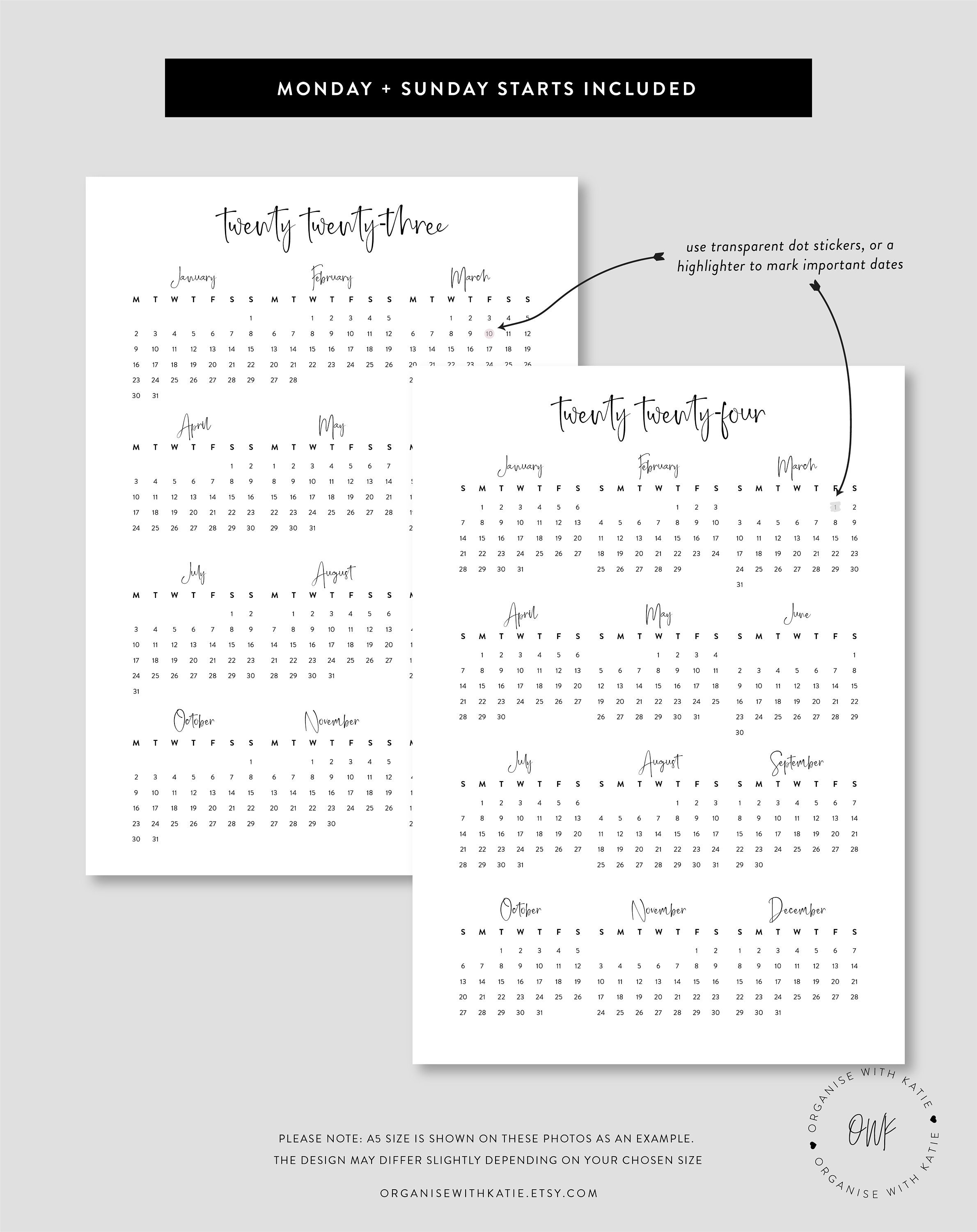 2023 2024 Classic Happy Planner Calendar Printable Annual Etsy