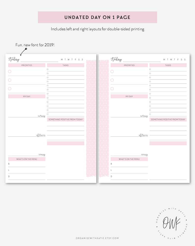 A5 Undated Daily Planner Printable Day on 1 Page Diary - Etsy New Zealand