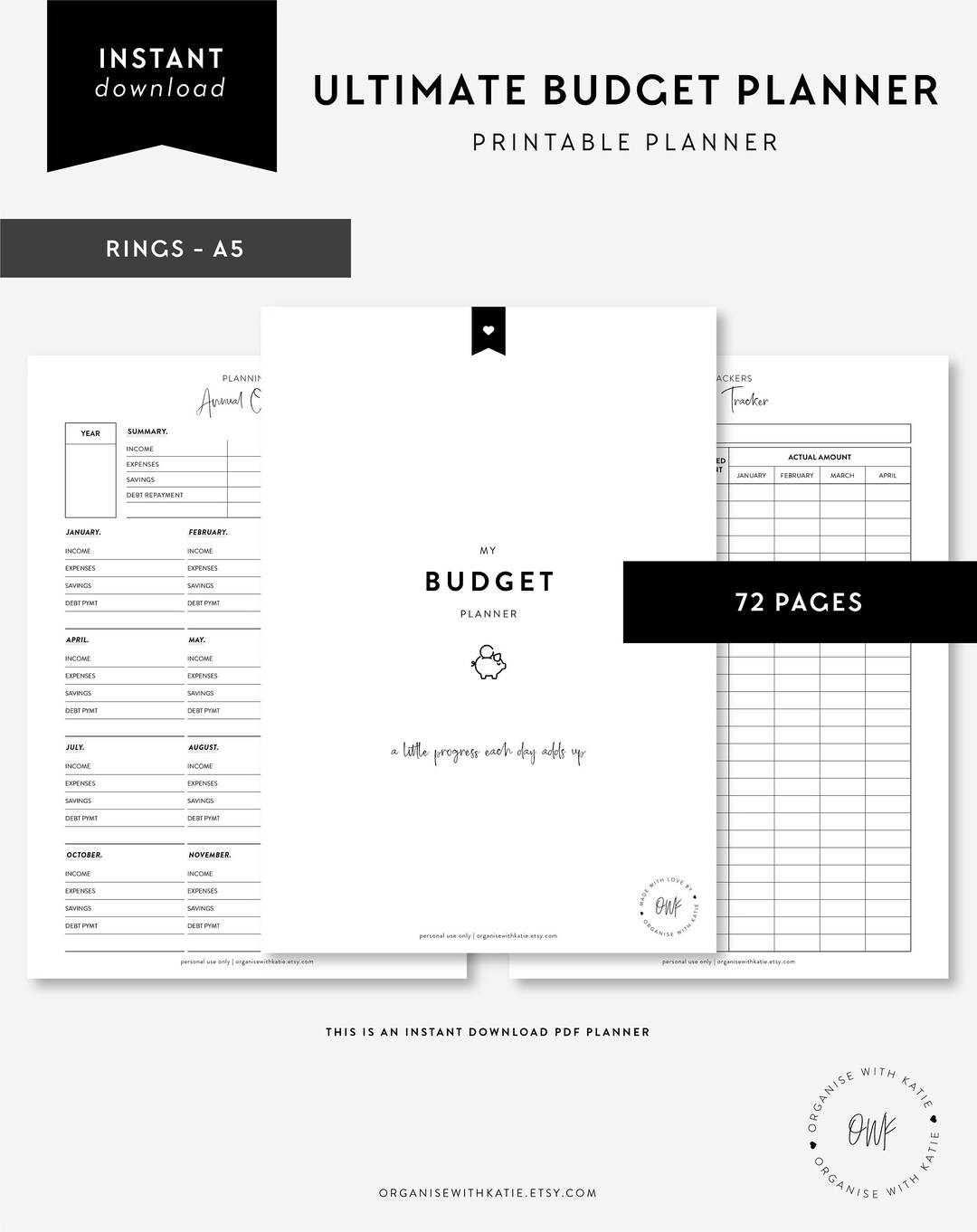 Budget Planner A5 PRINTABLE Financial Planner Inserts - Etsy