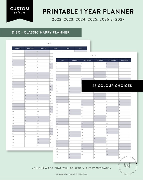 Calendrier Om 2023 Et 2024 2022 2023 2024 2025 2026 2027 Classic Happy Planner 1 | Etsy Ireland