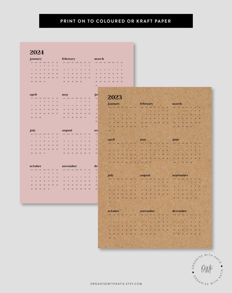 2023 2024 A5 Rings Calendar Printable Year at a Glance Etsy UK