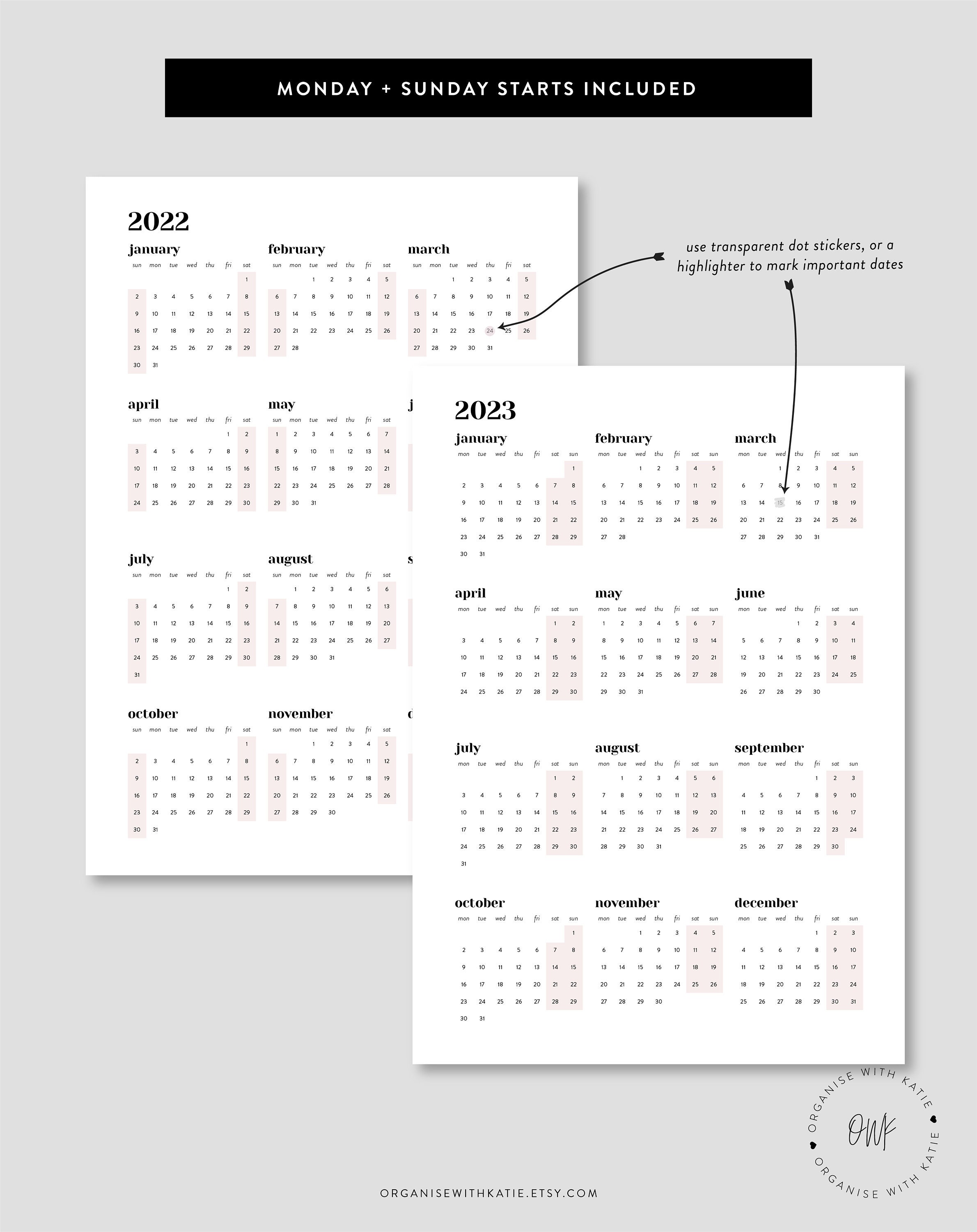 A5 Free Printable Calendar 2023