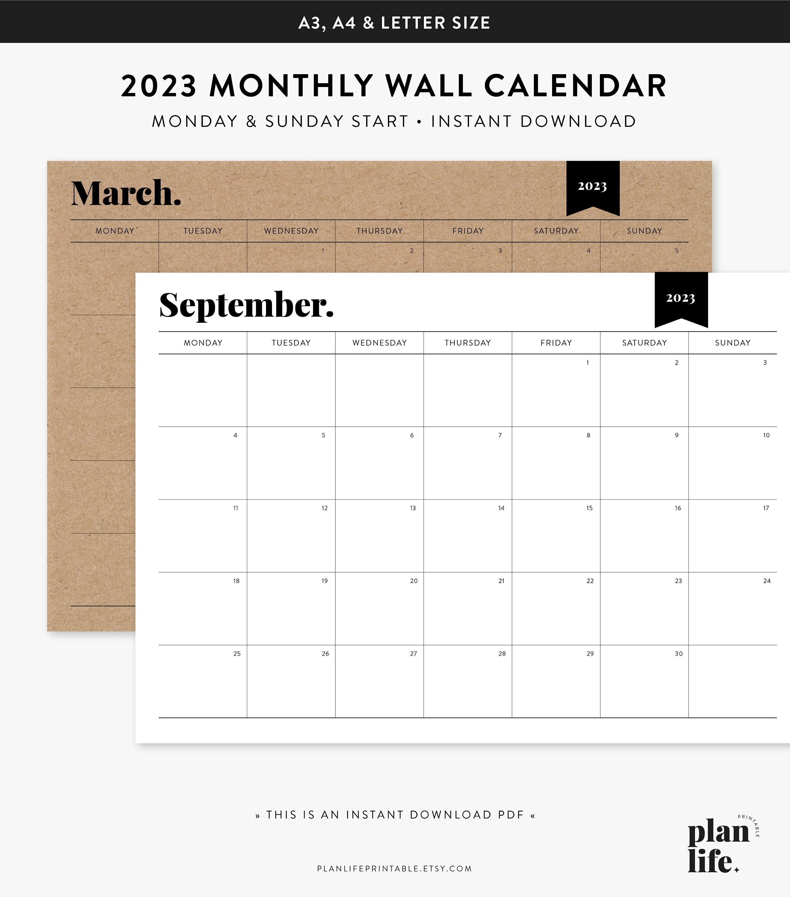 2023 Monthly Planner Wall Planner Big Calendar Large Wall - Etsy