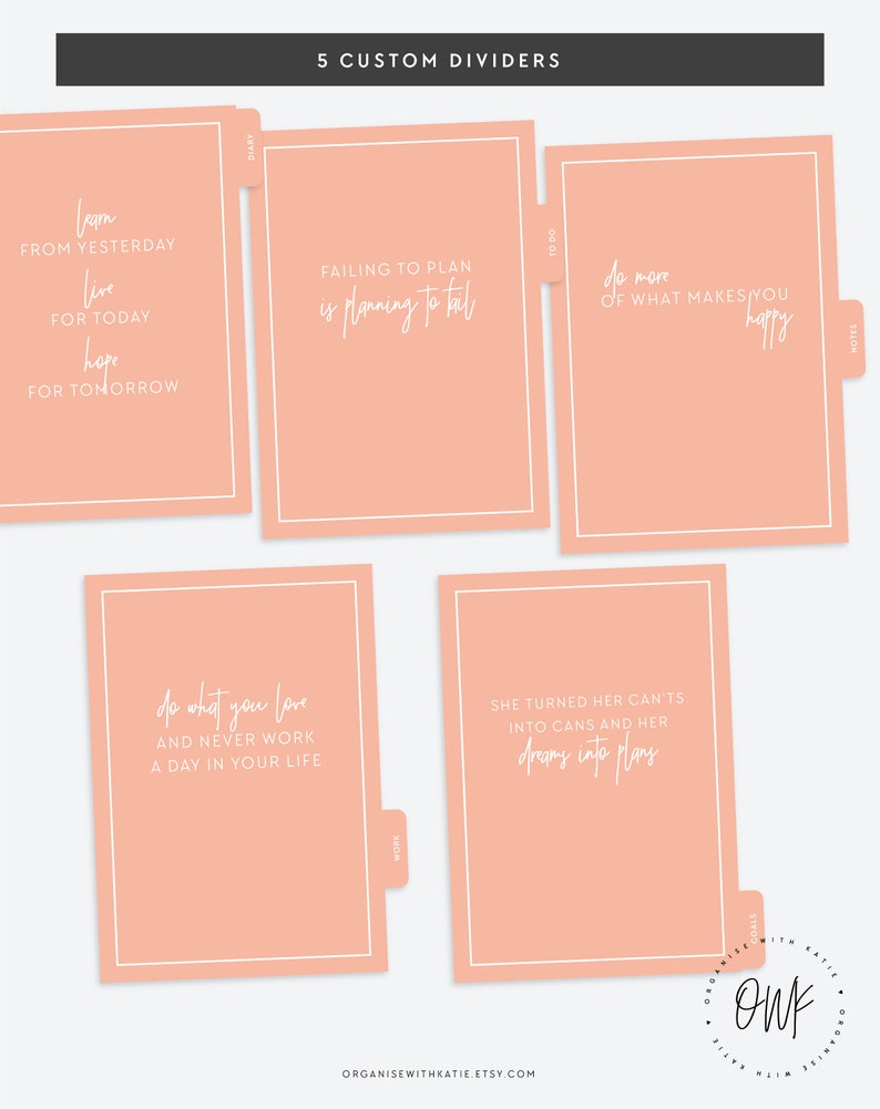 CUSTOM Printable Dividers for A5 Personal Happy Planner - Etsy