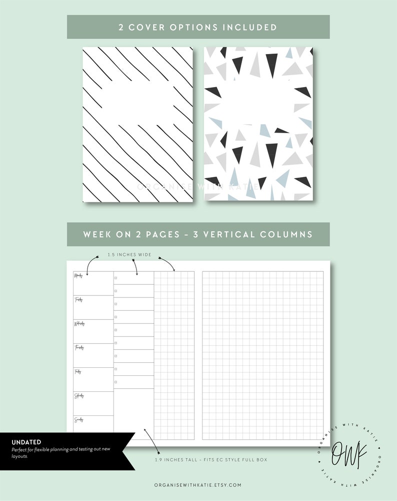 TN B6 Undated Vertical Week on 2 Pages Printable Travelers - Etsy