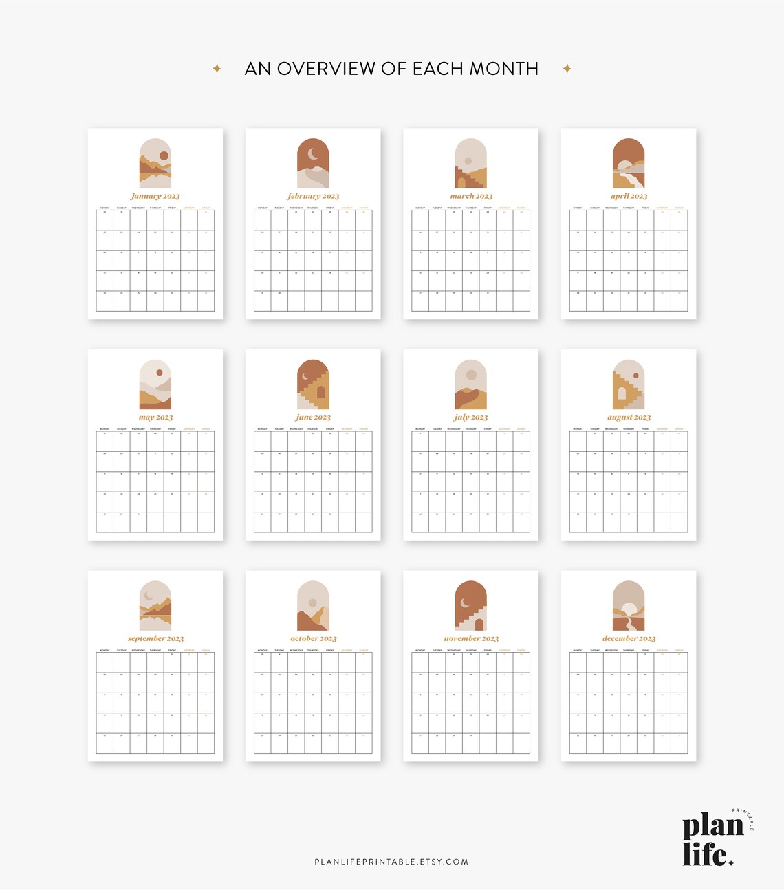 2023 Monthly Calendar Big Wall Calendar A4 Letter Printable Etsy UK