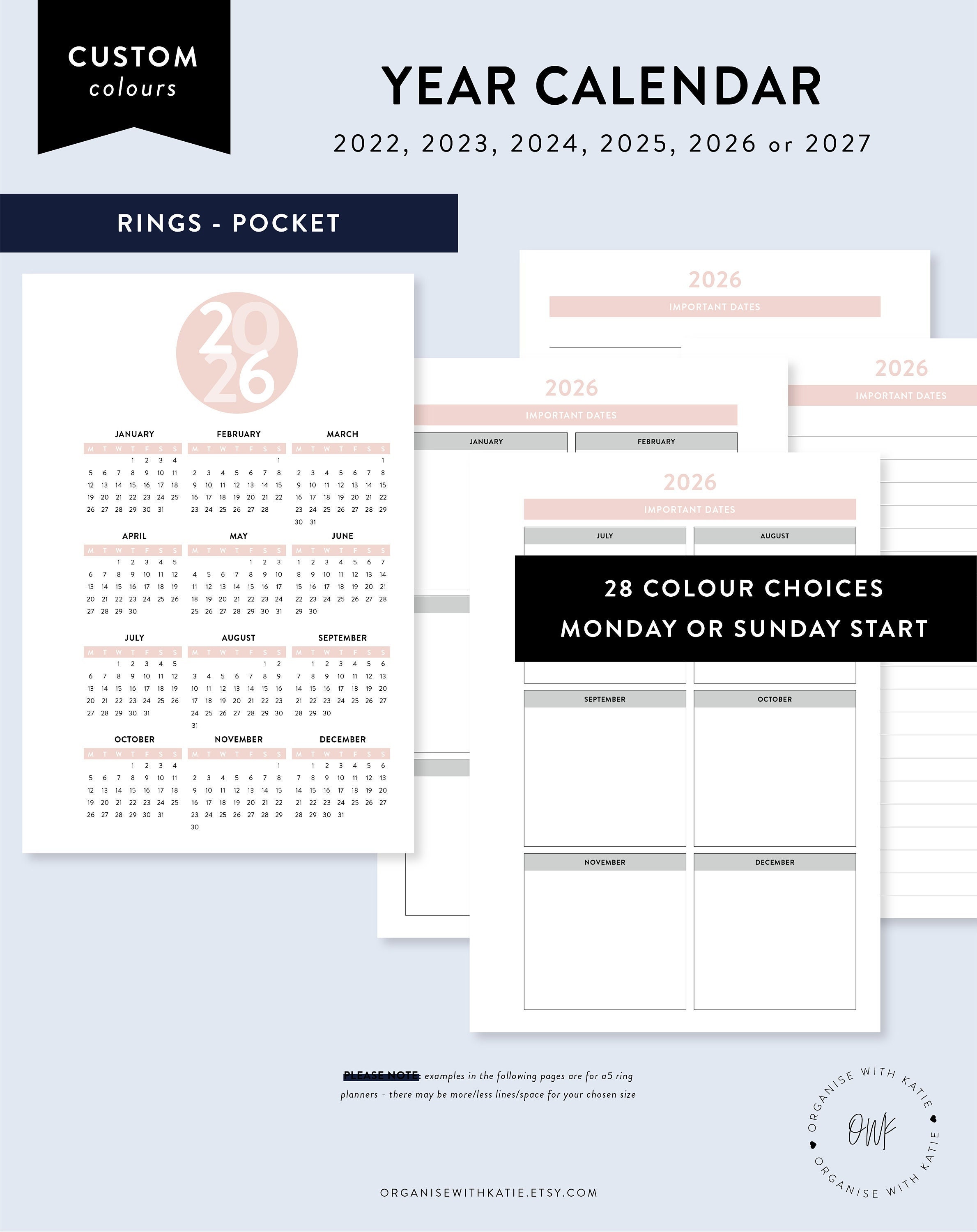 Calendrier Basket Prob 2023 2024 2022 2023 2024 2025 2026 2027 Pocket Rings Year On 1 | Etsy Ireland