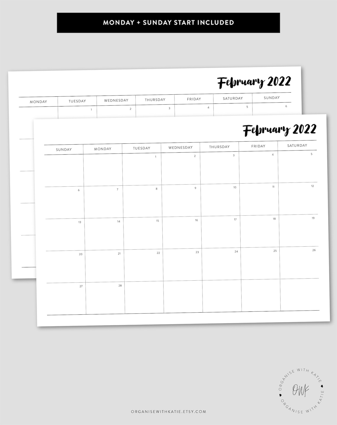 imprimir calendario mensual 2022