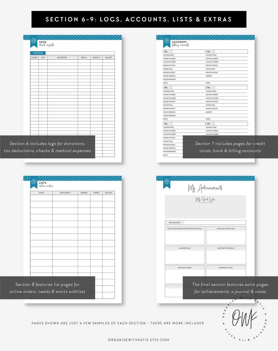 Budget Planner US Letter Size PRINTABLE Financial Inserts | Etsy