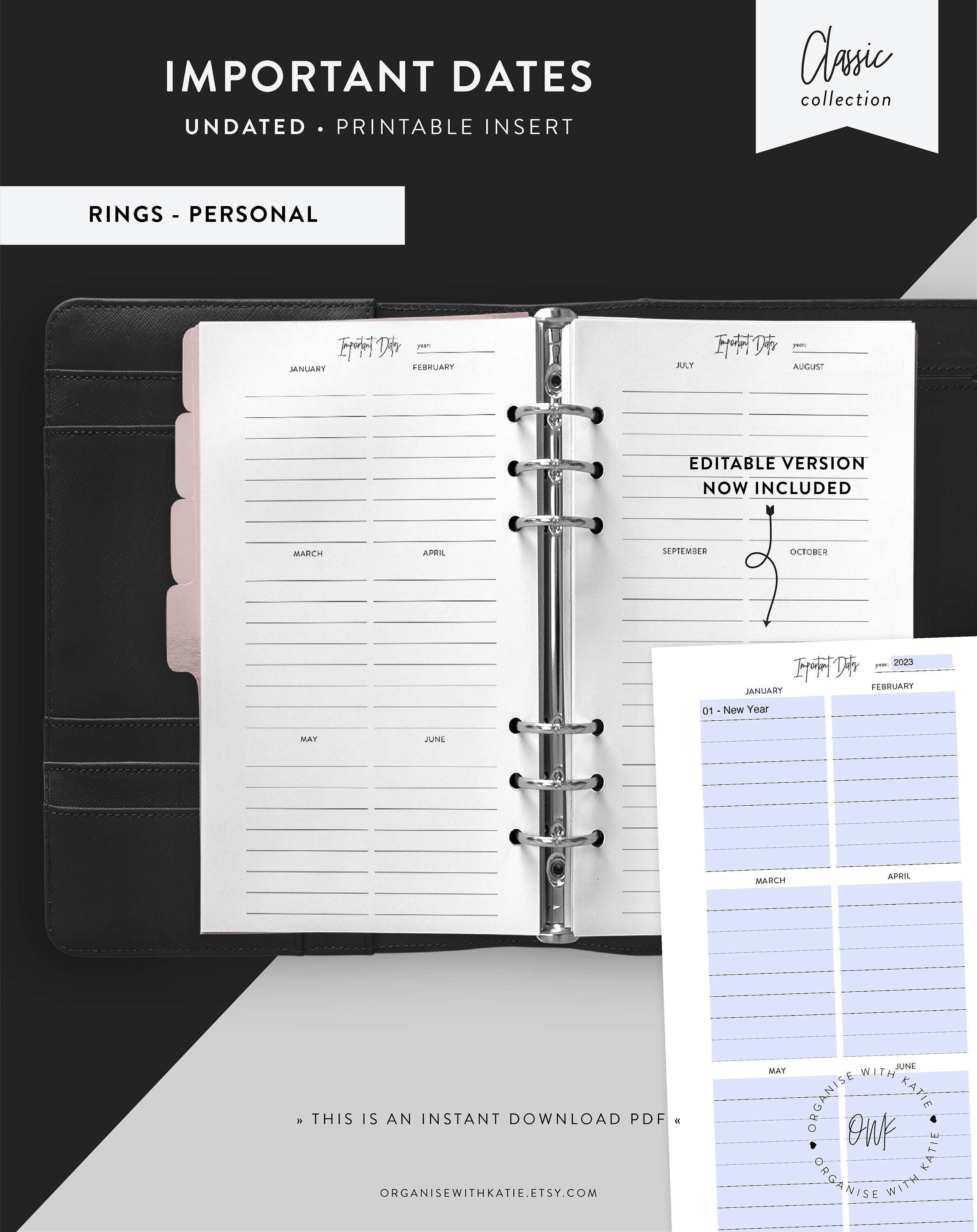 Uh Calendar 2023 Personal Important Dates Year Overview Year Calendar | Etsy