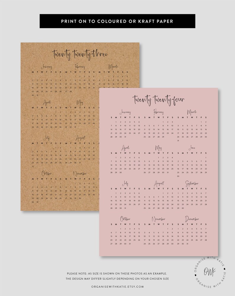 2023 2024 A6 Rings Calendar Printable Year at a Glance Etsy Canada