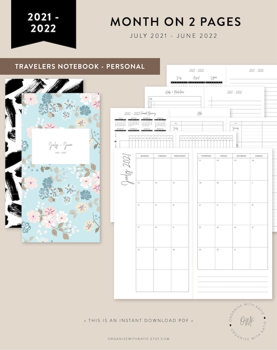 2022 Overview Personal Printable Planner Printable Travelers Notebook