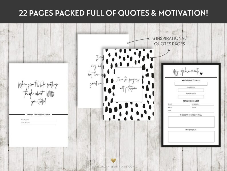 Health Fitness Planner A5 Rings PRINTABLE Planner Inserts Etsy