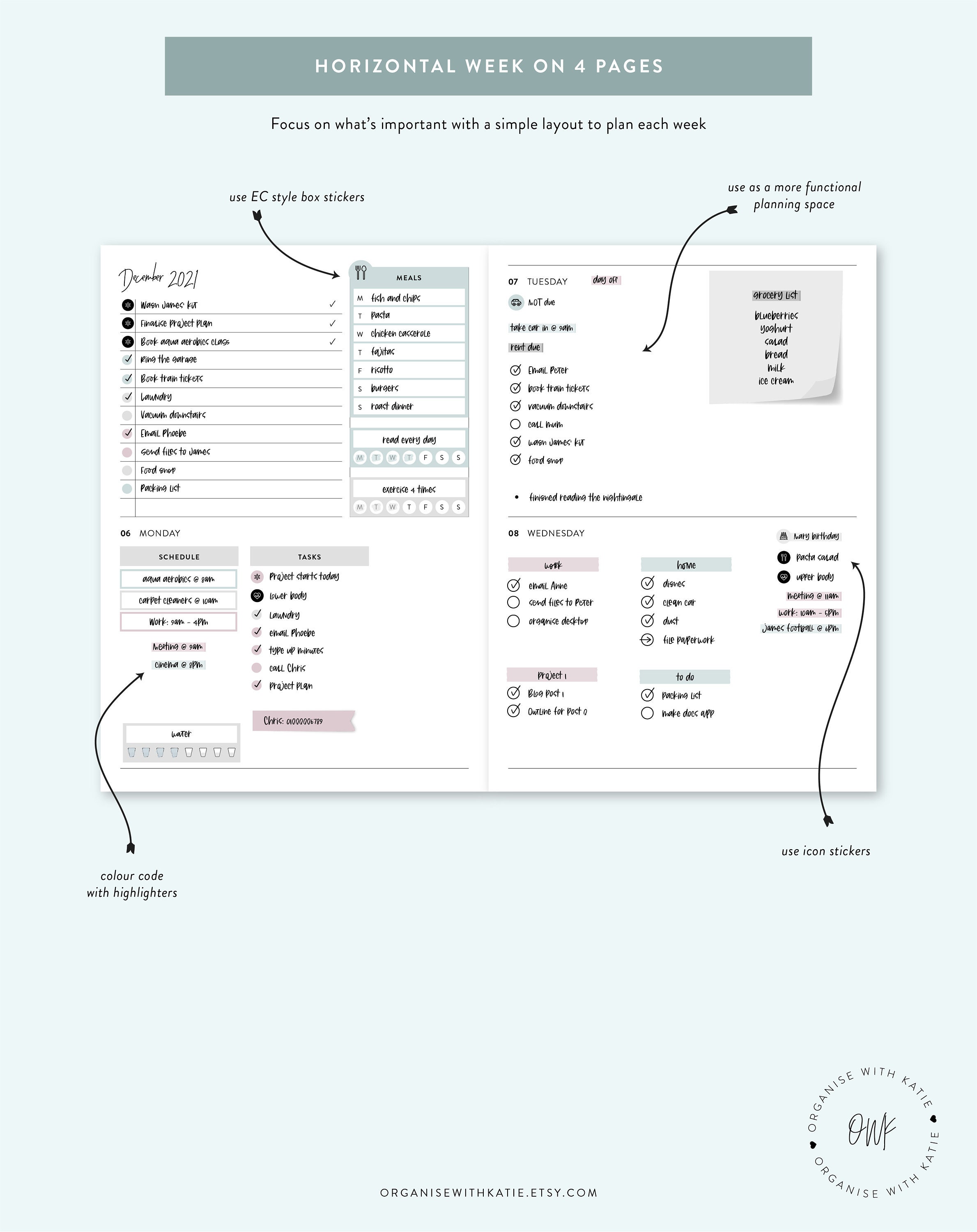 Minimalist A6 Planner Inserts