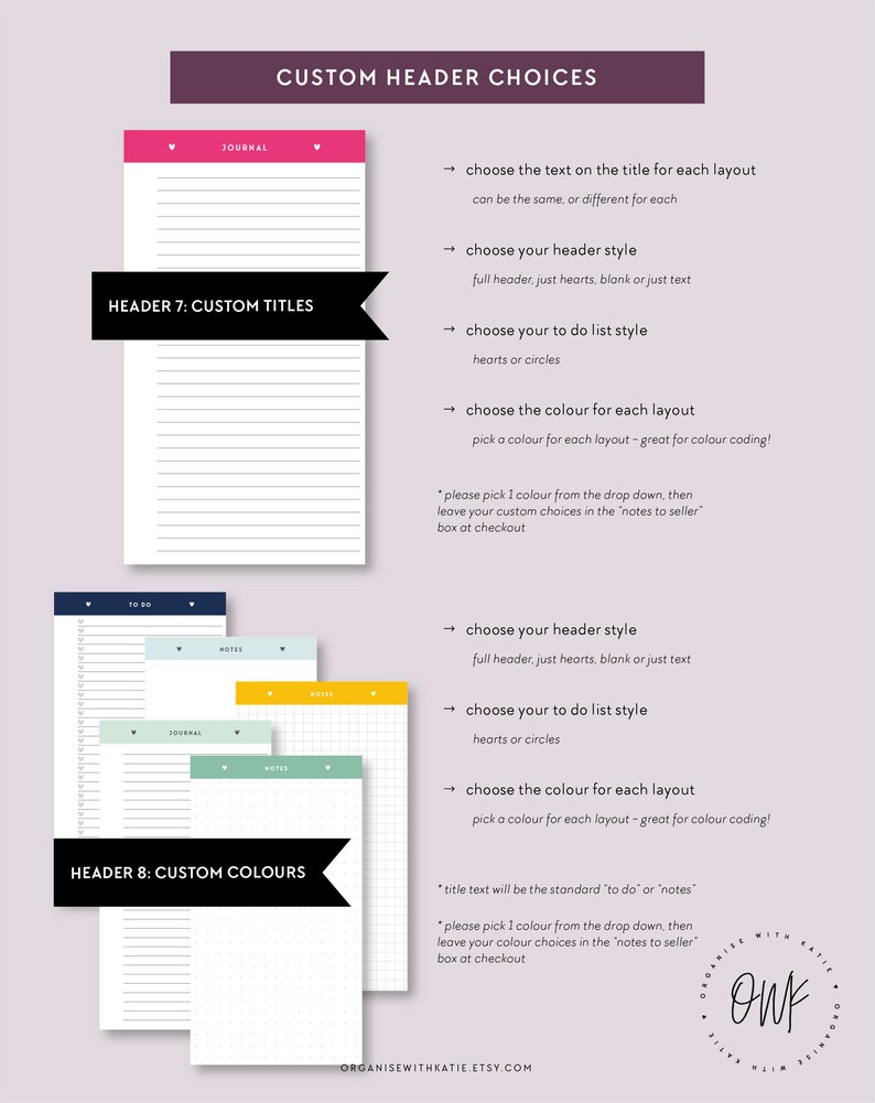 Personal Wide Rings Printable Notes and to Do Pages Inserts | Etsy