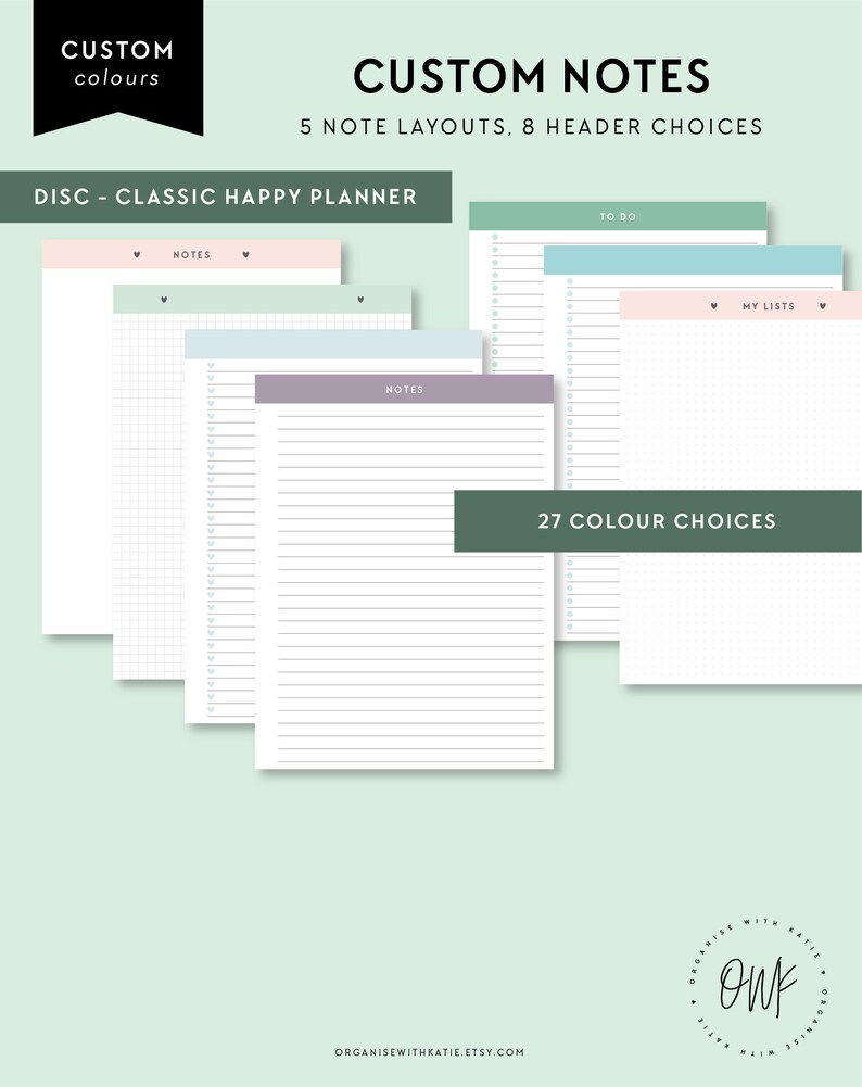Classic Happy Planner Printable Notes and To Do Pages | Etsy