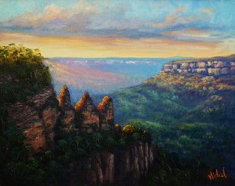 First light on Three Sisters, Katoomba - Digital Print