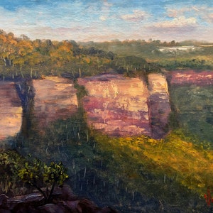 Getting Dark at Hargraves lookout Blackheath - Plein air