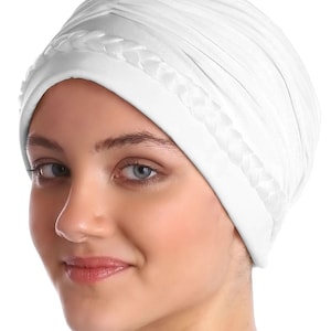 Braided Jersey Chemo Turban: Soft Full Headcover Headwear