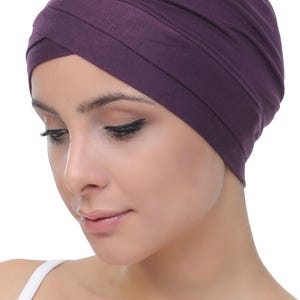 Copricapo chemioterapico con parte anteriore a W per donna, cappello di bambù per la caduta dei capelli