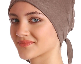 Touca de bambu confortável com amarração nas costas para queda de cabelo, cobertura completa para cabeça, touca para quimioterapia