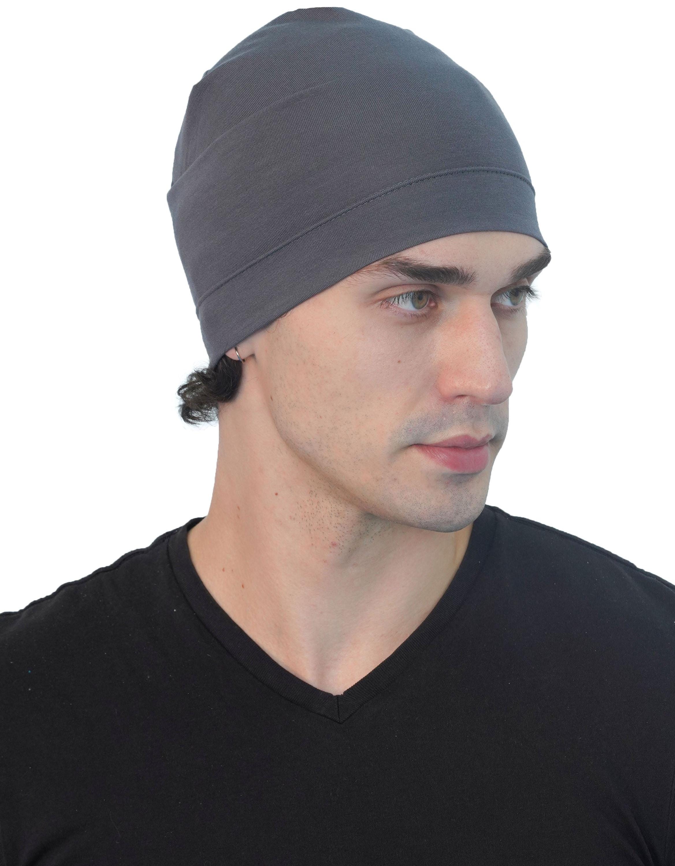 Sleep Cap for Men – Soft Bamboo Night Skull Cap for Hair Loss & Chemo, Indoor Outdoor Beanie, Helmet Liner, Running Cap, Cycling Cap