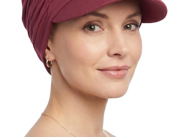 Bamboo  Visor Hat  for Women, Full Headcover All Seasons Chemo Headwear