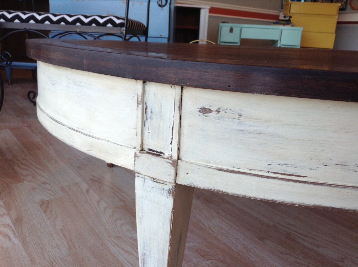 Large Round Vintage Coffee Table Etsy