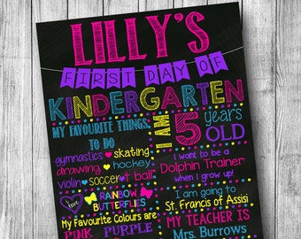 First Day of School Printable Chalkboard Poster - First Day of Kindergarten - Back to School Sign - First Day of School - Boy or Girl