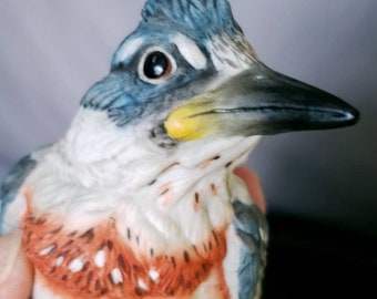 Figura de pájaro Boehm, cría vintage de martín pescador, polluelo de porcelana, decoración del hogar, arte firmado, coleccionable, regalo natural, Edward Marshall Boehm