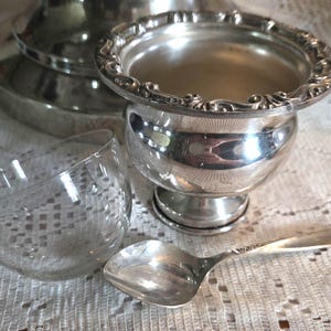 Antique Rogers Silver Plated Mustard Pot Embossed Jam Serving Set Elegant Art Nouveau Condiment Serving Dish English Home Kitchen Decor