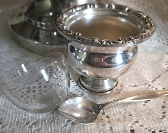 Mostacero antiguo Rogers plateado con relieve, elegante juego de servir, fuente para condimentos Art Nouveau, decoración inglesa para la cocina del hogar.