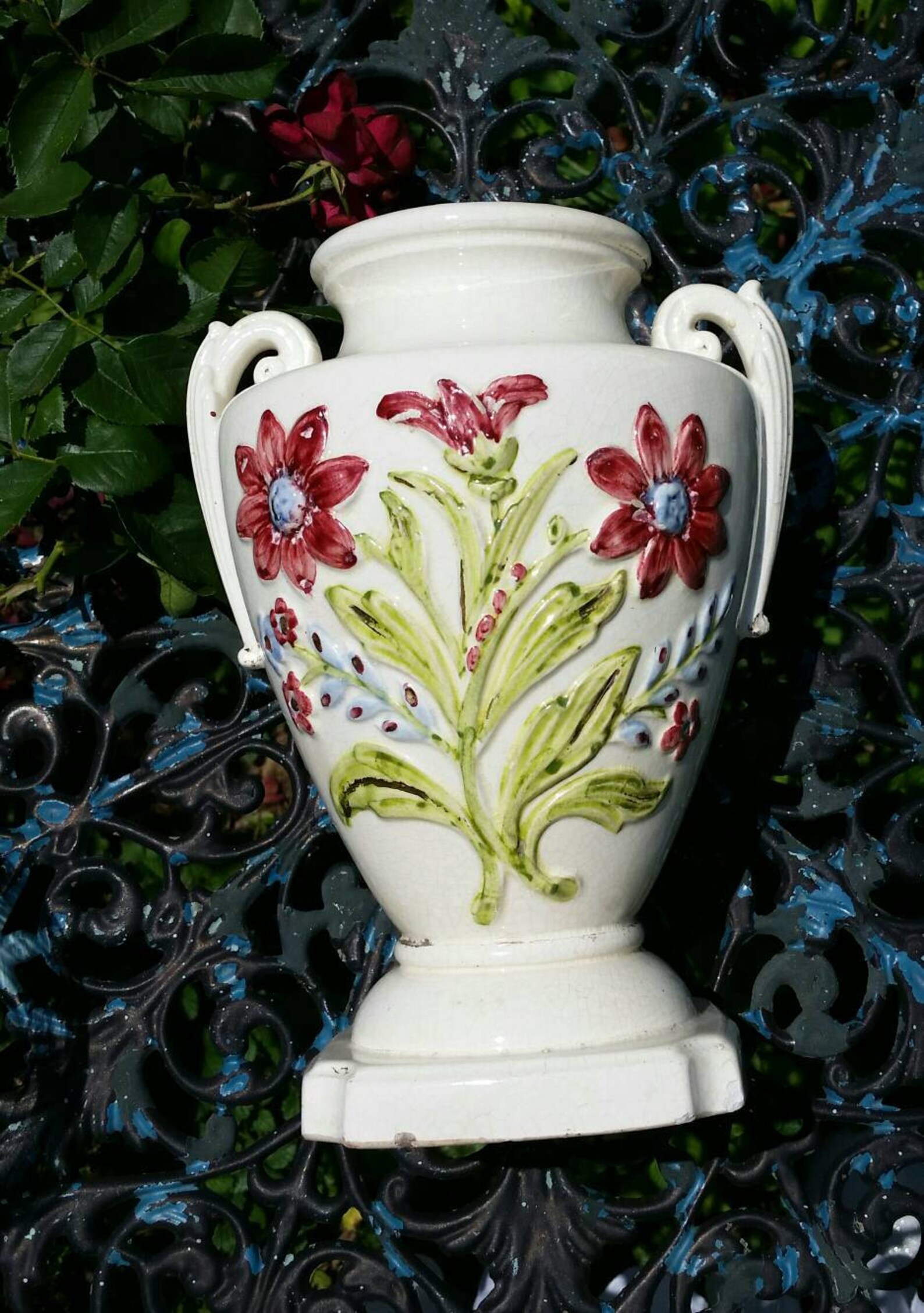 Vase Antique Pedestal Flower Urn Vase Art Nouveau Victorian Etsy