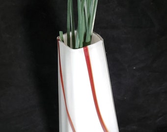 Vase Murano Glass Caramel Swirl Vase 6 inch Rare Square Vintage 60s White Blown Glass w Brown MCM Italian Glass Art Home Decor