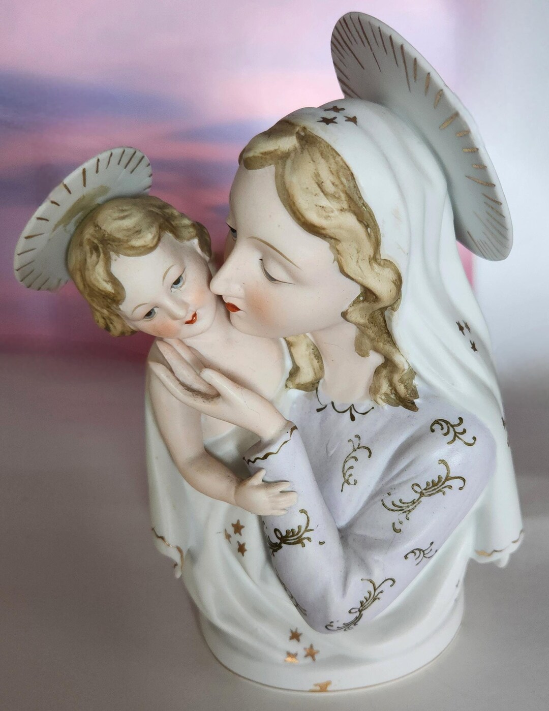 Mary and Jesus Statue Vintage Lefton Bisque Porcelain Madonna and Child ...