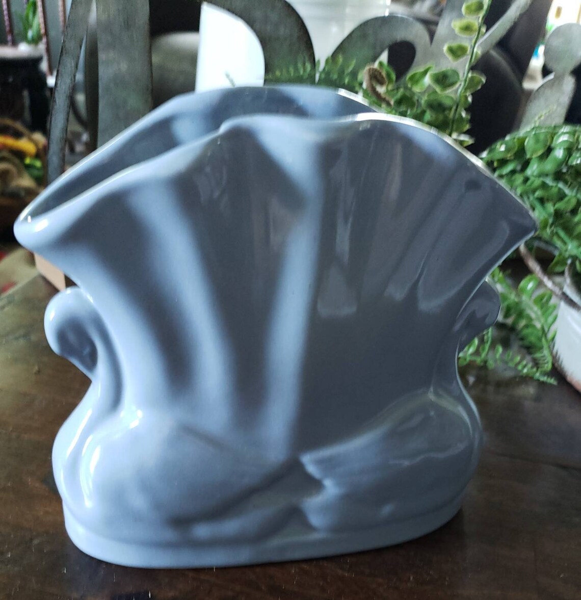 Sunbright Swan Vase Rare Antique Blue Double Swan Floral Etsy