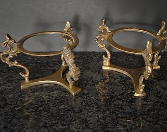 Soporte para esfera de latón vintage Bard con diseño de dragón, soporte para jarrón asiático, bola de cristal, huevo, decoración victoriana para el hogar.