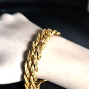 Monet Bracelet Vintage Chunky Goldtone Double Rope Link Collectible Woven Womens Fashion Jewelry Gift Textured Chain Statement Jewelry