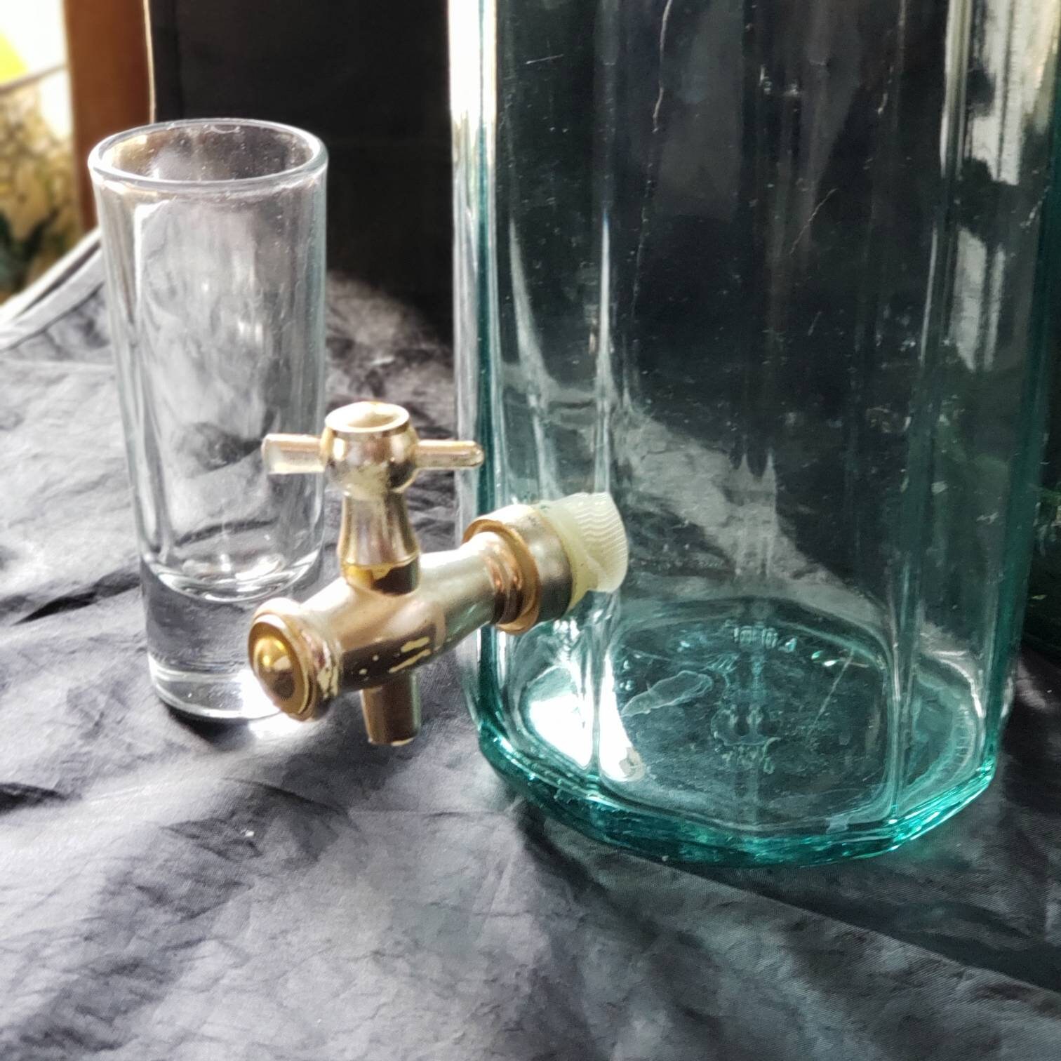 Drink Dispenser Large Vintage Findlandia Paneled Glass Vodka Jar W Spicket  Metal Wire Locking Lid Container Retro Flip Top Bar Storage Jar 