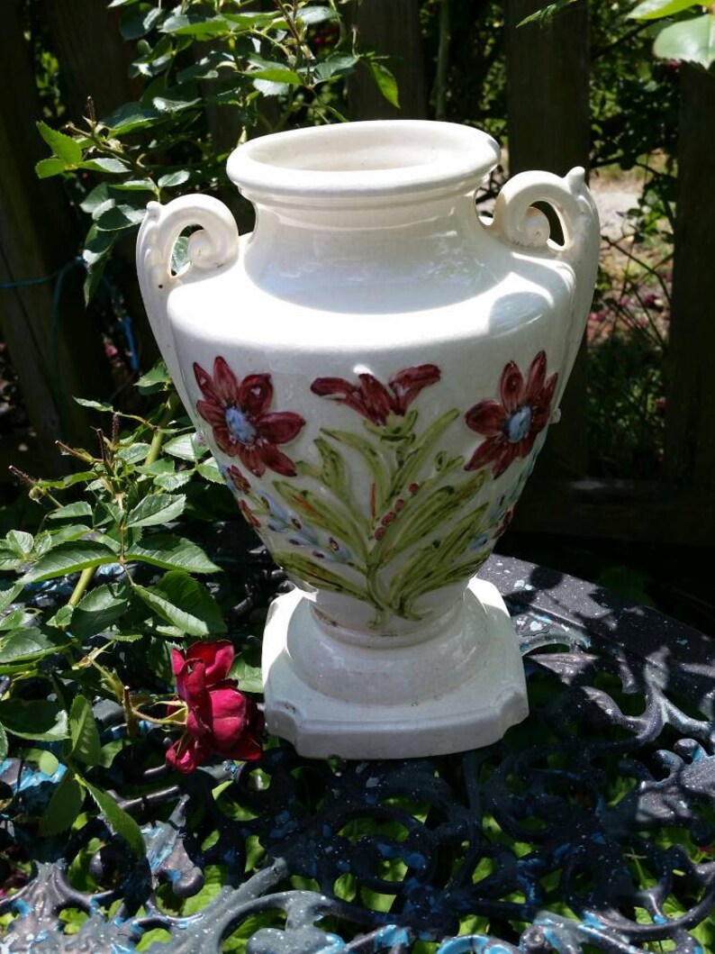 Vase Antique Pedestal Flower Urn Vase Art Nouveau Victorian Etsy