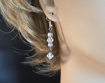 Pendientes con cuentas de cristal, estilo vintage de los años 50, con cuentas facetadas de cristal Aurora Boreal, elegantes joyas de moda de verano para mujer.